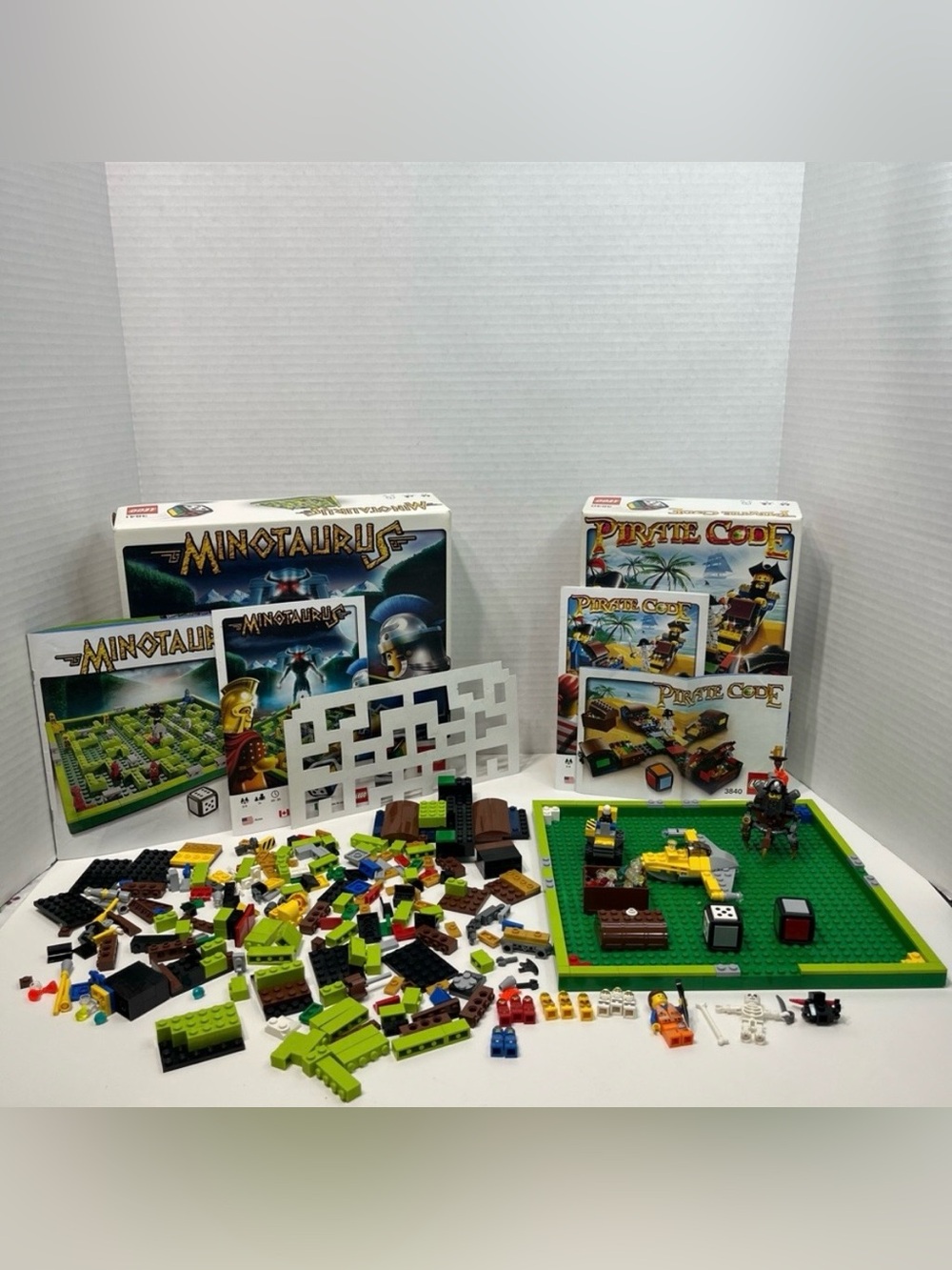 LEGO Minotaurus and Pirate Code game pieces plus extra mini figures